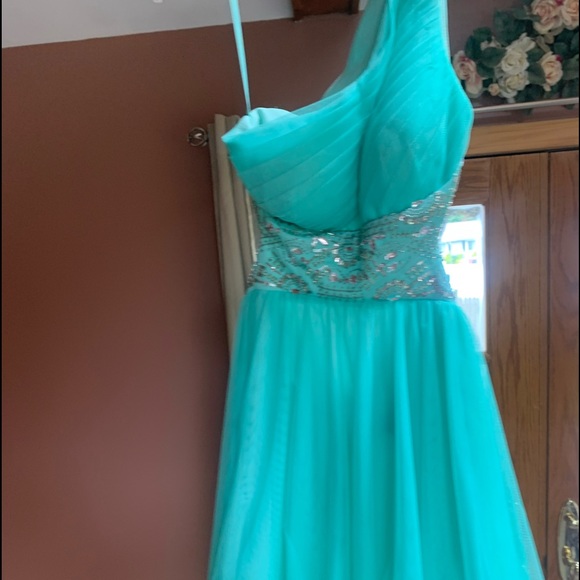 Cyan blue formal dress - Picture 2 of 4